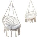 Rede Cadeira Suspensa Balanco Algodao Macrame Teto Casa Varanda Quintal Jardim Deck Area Lazer Resistente Confortavel