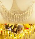 Rede de armazenamento de brinquedos de pelúcia com luz LED Macramê Jumbo Doll Corner Stuff Animals Organizer Decorações Linda rede de pelúcia pendurada para crianças, berçário, decoração de quarto