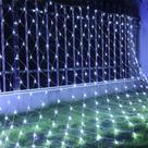 Rede de luz de led branco quente decorativa natalina para parede e jardim 5m x 80cm