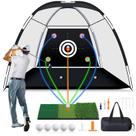 Rede de prática de golfe MoKo 305 x 213 cm com tapete para uso interno e externo Rede de prática de golfe MoKo 305 x 213 cm com tapete para uso interno e externo