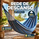 Rede Descanso e Domir Compacta Solteiro Algodão Listrada Colorida 3,10 Metros Resistente Suporta ate 150 KG