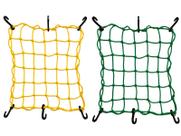 Rede Elastica Verde E Amarela Brasil Aranha Bagageiro 35x35 Gancho A Gancho