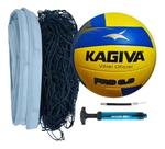 Rede Vôlei C/ Cabo Esticador Seda + Bola Kagiva 6.0 + Inflador