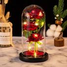 Redoma Rosa Encantada Iluminada Dia Dos Namorados Casal Led Enfeite Delicado Cúpula Dia Das Mães Presente Bela E A Ferra