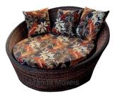 Redondo, Namoradeira, Chaise Em Fibra Sintética Junco alm riveira marrom