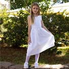 REF2244 Vestido Branco Infantil Festa Daminha de honra aniversario Tule Casamento Florista