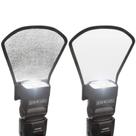 Refletor de difusor de flash, pacote com 2 unidades, TOAZOE, branco/prateado para Canon Nikon Sony Fuji