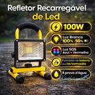 Refletor Holofote Recarregável Led 100W Resistente à Água