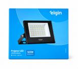 Refletor LED Elgin 50W Preto IP65 Bivolt 6500K 2750 Lumens para Exterior