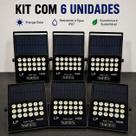 Refletor Led Recarregavel Energia Solar Aluminio kit 6 unidades