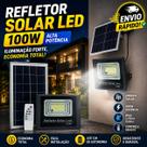 Refletor Solar 100W LED com Controle e Placa Solar IP65