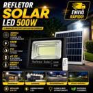 Refletor Solar 500W LED com Controle e Placa Solar IP65 Refletor Solar 500W LED com Controle e Placa Solar IP65