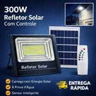 Refletor Solar Led Holofote 300w Placa Solar Controle, sustentavel, fotovoltaica, recarregavel, sem fio