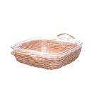 Refratário 21,5 x 19 cm de vidro com suporte e alça em fibra natural Wolff - 20793