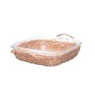 Refratário 25,5 x 23 cm de vidro com suporte e alça em fibra natural Wolff - 20794 Refratário 25,5 x 23 cm de vidro com suporte e alça em fibra natural Wolff - 20794