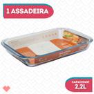 Refratário Vidro Retangular 2,2L Massas Sobremesesas Freezer