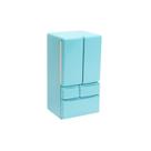 Refrigerador de móveis de casa de bonecas em miniatura, porta dupla azul