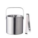 Refrigeradores de banheiras de bebidas balde de gelo portátil de aço inoxidável durável balde de gelo isolado de parede dupla com tampa e pinças