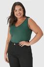 Regata Básica Feminina Plus Size Decote V Canelado de Viscose Malwee