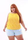 Regata Básica Plus Size Viscose Estampa Floral Amarela