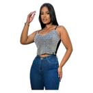 Regata Blusa Blusinha Feminina Alcinha Cropped curto Brilhos