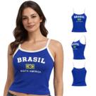 Regata Brasil Feminina Estilosa Blusa Branca e Azul Confortável Regata Brasil Feminina Estilosa Blusa Branca e Azul Confortável