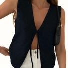 Regata colete cordão amarração moda tendência verão tricot Regata colete cordão amarração moda tendência verão tricot