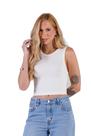 Regata Cropped Seamless Tecido Canelado Sem Costura Cor:Off WhiteTamanho:M