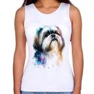 Regata Feminina Cachorro Shih Tzu Watercolor - Foca na Moda