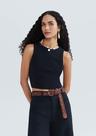 Regata Feminina Cropped Decote Halter Neck Em Ribana Canelada