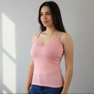 Regata Feminina de Cotton Light Com Renda Cereja Rosa