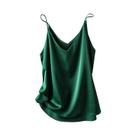 Regata Feminina De Seda Gelada Com Decote Halter E Decote Em V, Caimento Solto, Cor Sólida