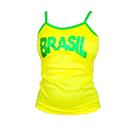 Regata Feminina do Brasil com Bandeira Copa do Mundo Futebol Elastano e Viscose