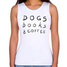 Regata Feminina Dogs Books and Coffee - Foca na Moda