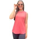 Regata Feminina Gola Redonda Modelagem Alongada Proteção UV Camiseta Regata Feminina Academia