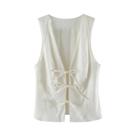Regata Feminina Sem Mangas Com Decote Em V E Renda, Estilo Casual Vintage Y2k, Para O Verão.