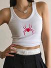 Regata Feminina Sem Mangas Com Estampa De Aranha, Colete Justo De Algodão Canelado Para O Verão,