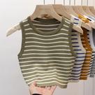 Regata Feminina Sem Mangas - Modelo Fino e Listrado - Colete Casual de Malha