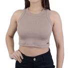 Regata Feminina Stoff Cropped Malu Bege Brioche - 04131