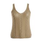 Regata Feminina Tricot Blusa Mulher Alça Larga Bege Brilha