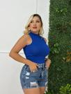 Regata gola alta feminina malha canelada básica várias cores casual dia a dia