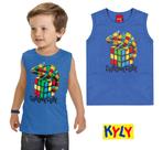 Regata Infantil Masculino em Malha Lagarto Cubo Colorido Kyly