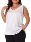 Regata Plus Size Agnes Orinda em Cetim de Seda Gola V Branca Regata Plus Size Agnes Orinda em Cetim de Seda Gola V Branca