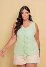 Regata Plus Size Decote V com Babado