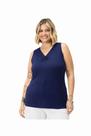 Regata Plus Size Secret Glam Canelada com Franzido no Decote Viscose com Elastano