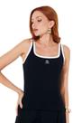 Regata Sommer Canelada Com Contraste Preto Regata Sommer Canelada Com Contraste Preto