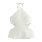 Regatas femininas com gola halter sem costas, camis femininas, amarradas, vazadas, sexy, moda Regatas femininas com gola halter sem costas, camis femininas, amarradas, vazadas, sexy, moda