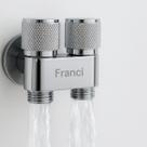 Registro Duplo Cromado 2 Saídas Metal Válvula Cerâmica Maquina de lavar Tanque Banheiro Lavabo