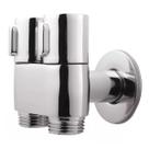 Registro Duplo Metal Cromado para Ducha Higiênica 2 Saídas Máquina Lavar Lavanderia Banheiro Cozinha Design Binóculo