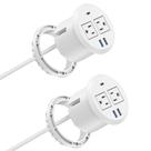 Regleta empotrable Power Grommet Jgstkcity de 3" para escritorio con USB-C 20W, 2 tomacorrientes y 3 puertos USB